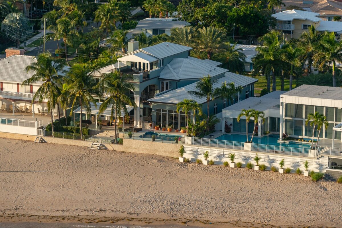 Aerial view of Haad Yao beach and the Kesari resort among the palms